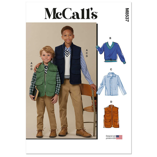 MCCALLS M8537 Children’s and Boys’ Vests, Top and Shirt
