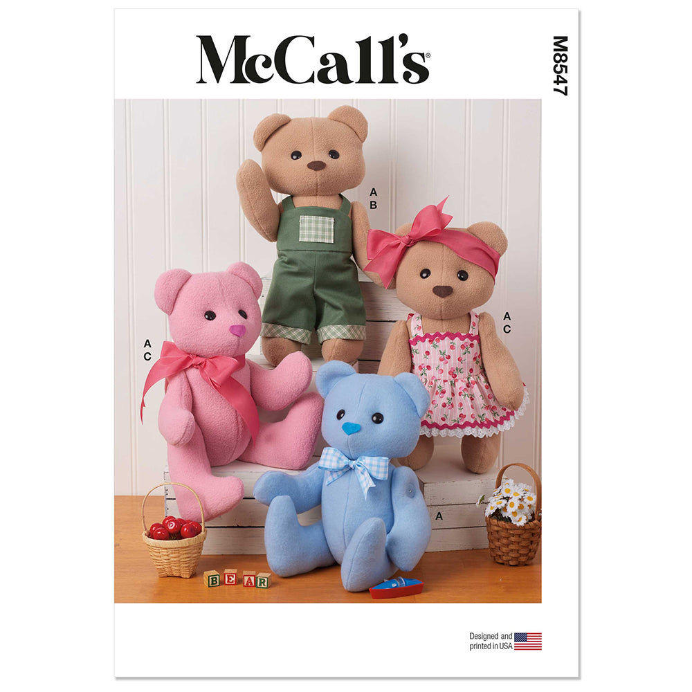 MCCALLS M8547 Button Jointed Bear with Clothes