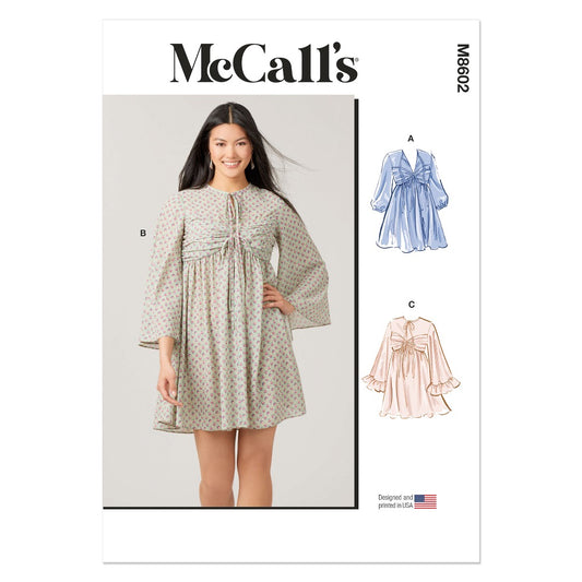 McCalls M8602 Misses' Babydoll Dress with Sleeve Variations