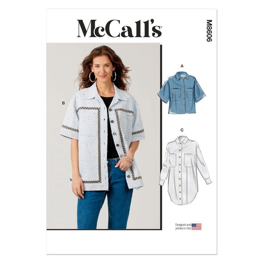 McCalls M8606 Misses' Shirt with Sleeve and Hemline Variations