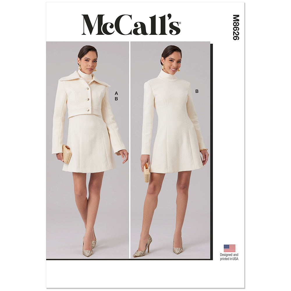 "MCCALL'S M8626 Misses' Cropped Jacket and Mini Dress Pattern, Sizes 16-26"