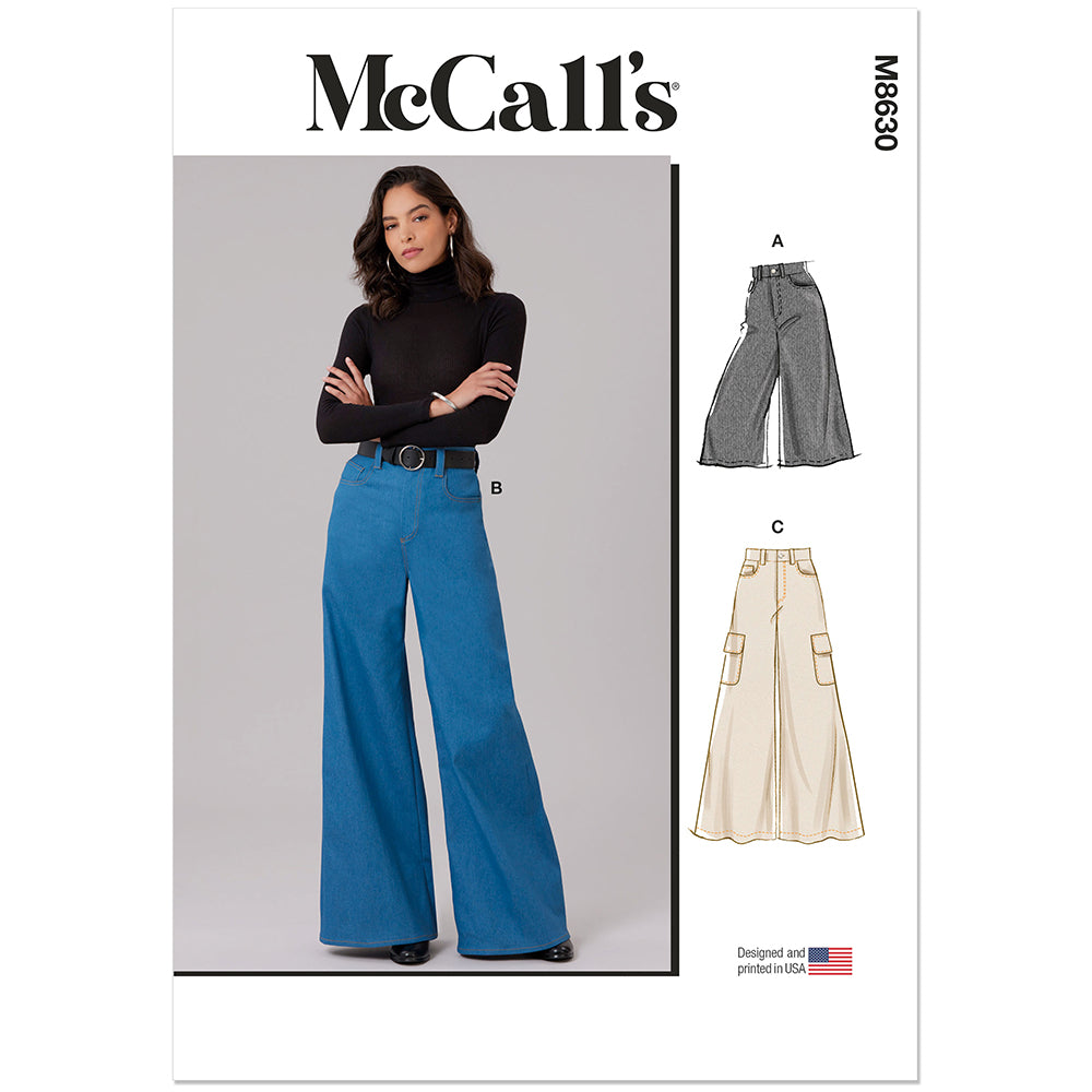 "MCCALL'S M8630 Misses' Wide-Leg Jeans Sewing Pattern, Sizes 14-26"