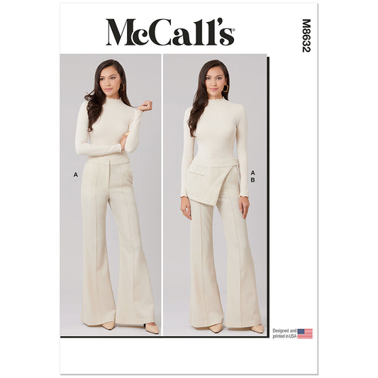 "MCCALL'S M8632 Misses' Flared Pants and Pocket Belt Pattern, Sizes 6-18"