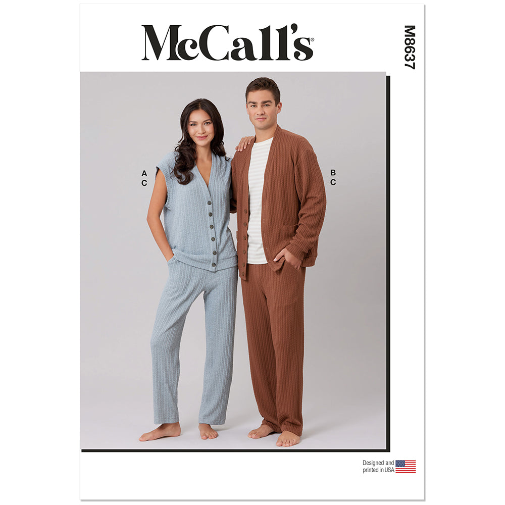 "MCCALL'S M8637 Unisex Knit Vest, Cardigan and Pants Pattern, Sizes XS-XXL"