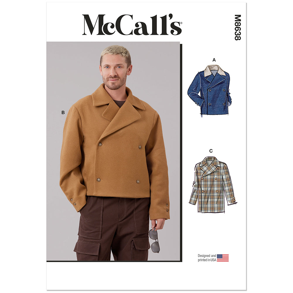 "MCCALL'S M8638 Men's Double-Breasted Jacket Pattern, Sizes S-XXXL"
