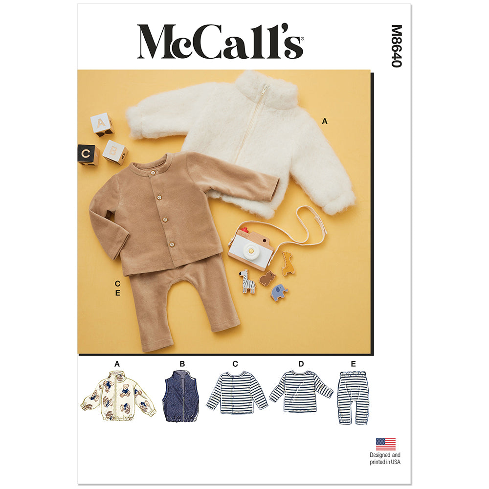 "MCCALL'S M8640 Babies' Jacket, Knit Tops and Pants Pattern, Sizes XS-L"