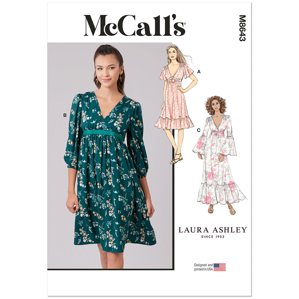 "MCCALL'S M8643 Laura Ashley Lined Dress Pattern, Sizes 12-20"