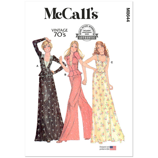 "MCCALL'S M8644 1970s Misses' Separates Sewing Pattern, Sizes 8-16"