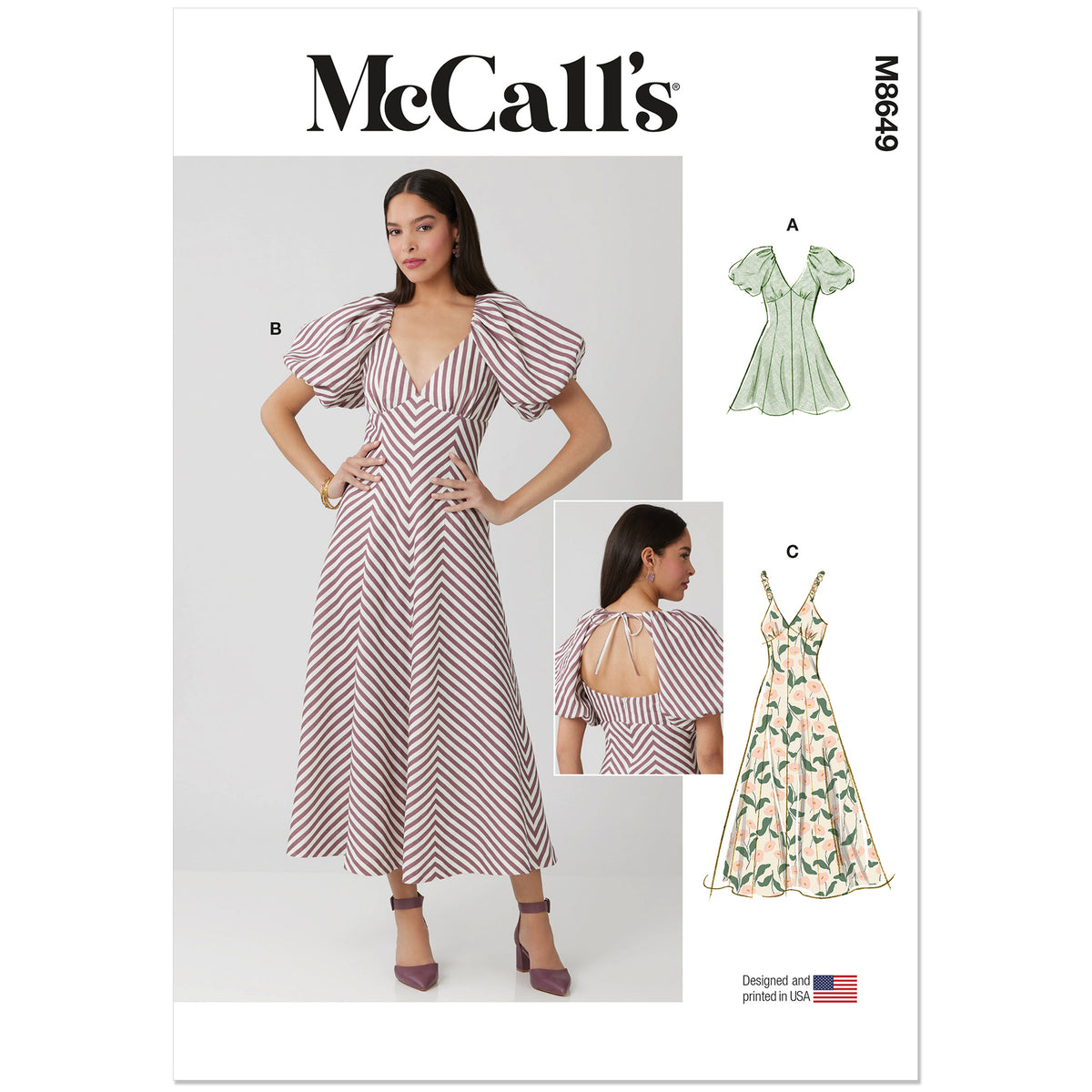 MCCALLS M8649 Misses' Midi Dress Pattern, Sizes 6-8-10-12-14-16