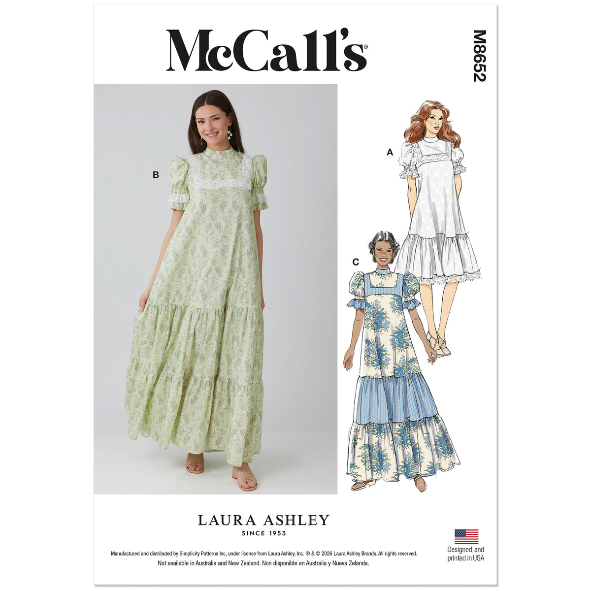 MCCALLS M8652 Laura Ashley Misses' High-Yoke Dress Pattern, Sizes 8-10-12-14-16