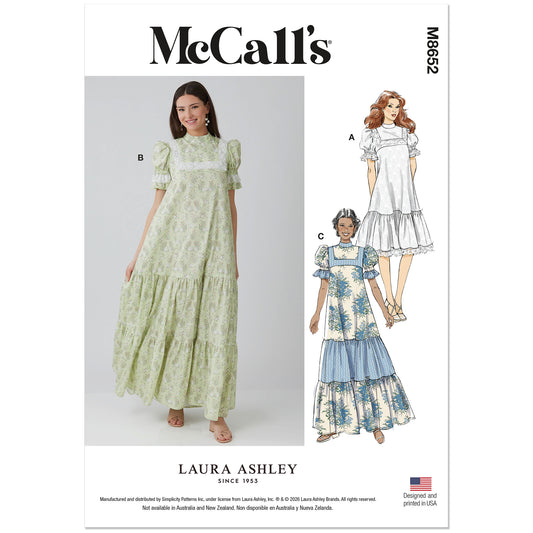 MCCALLS M8652 Laura Ashley Misses' High-Yoke Dress Pattern, Sizes 8-10-12-14-16