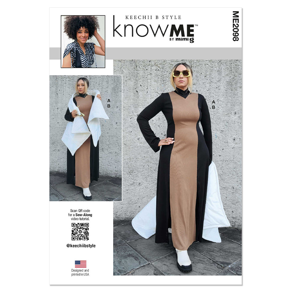 KNOW ME ME2098 Misses' Knit Dress and Puffer Scarf Vest by Keechii B Style