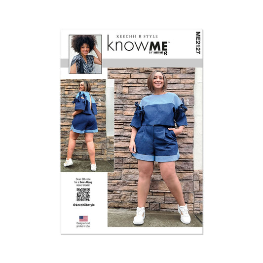 KNOW ME ME2127 Misses' and Women's Top with Detachable Sleeves and Shorts by Keechii B Style