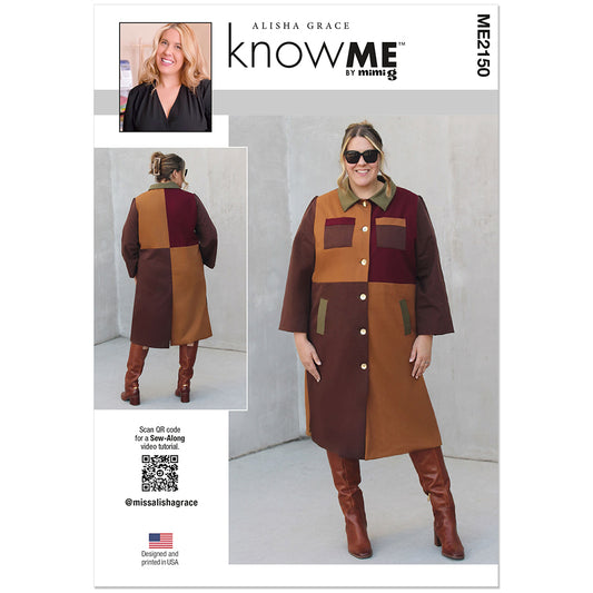 "KNOW ME ME2150 Misses' Lined Colour-Blocked Coat Pattern, Sizes 16-26"