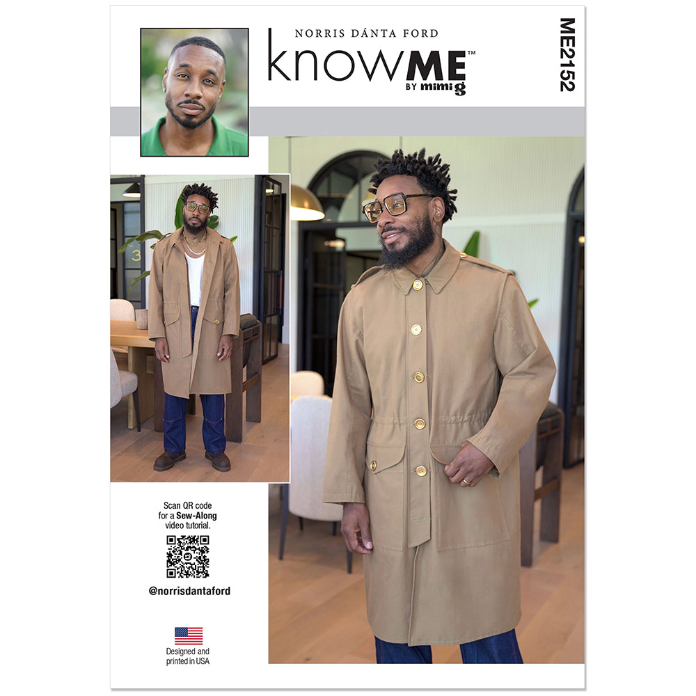 "KNOW ME ME2152 Men's Utility Trench Coat Pattern, Sizes 44-52"