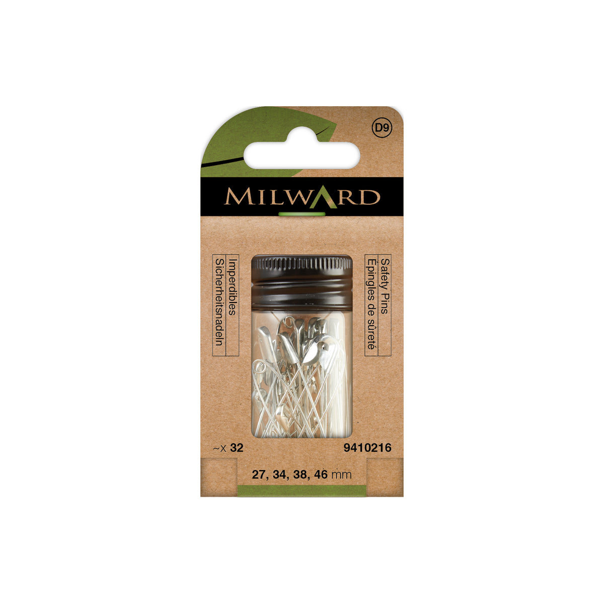MILWARD GREEN Safety Pin/Nickel Mix Pack 32 Pcs