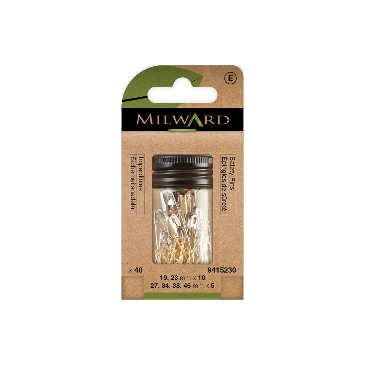 MILWARD GREEN Safety Pin Assorted 40Pcs