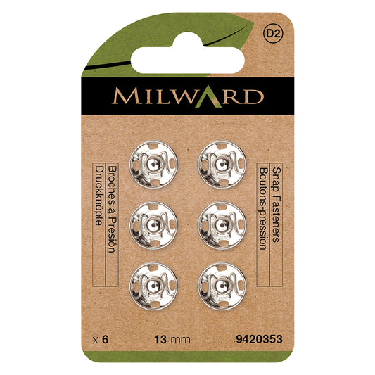 MILWARD GREEN Snap Fast/Nickle 13mm 6 Sets