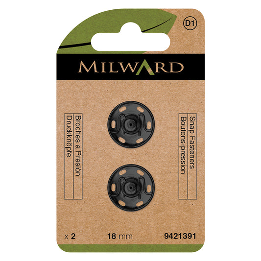 MILWARD GREEN Snap Fast/Black 18mm 2 Sets