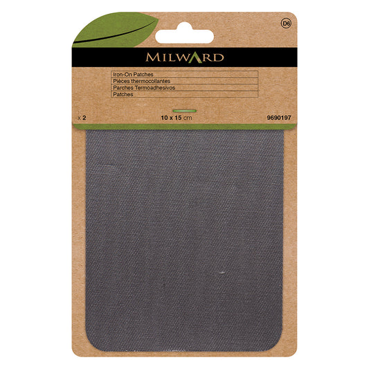 MILWARD GREEN Iron On Patch Lt Grey 2 Pcs