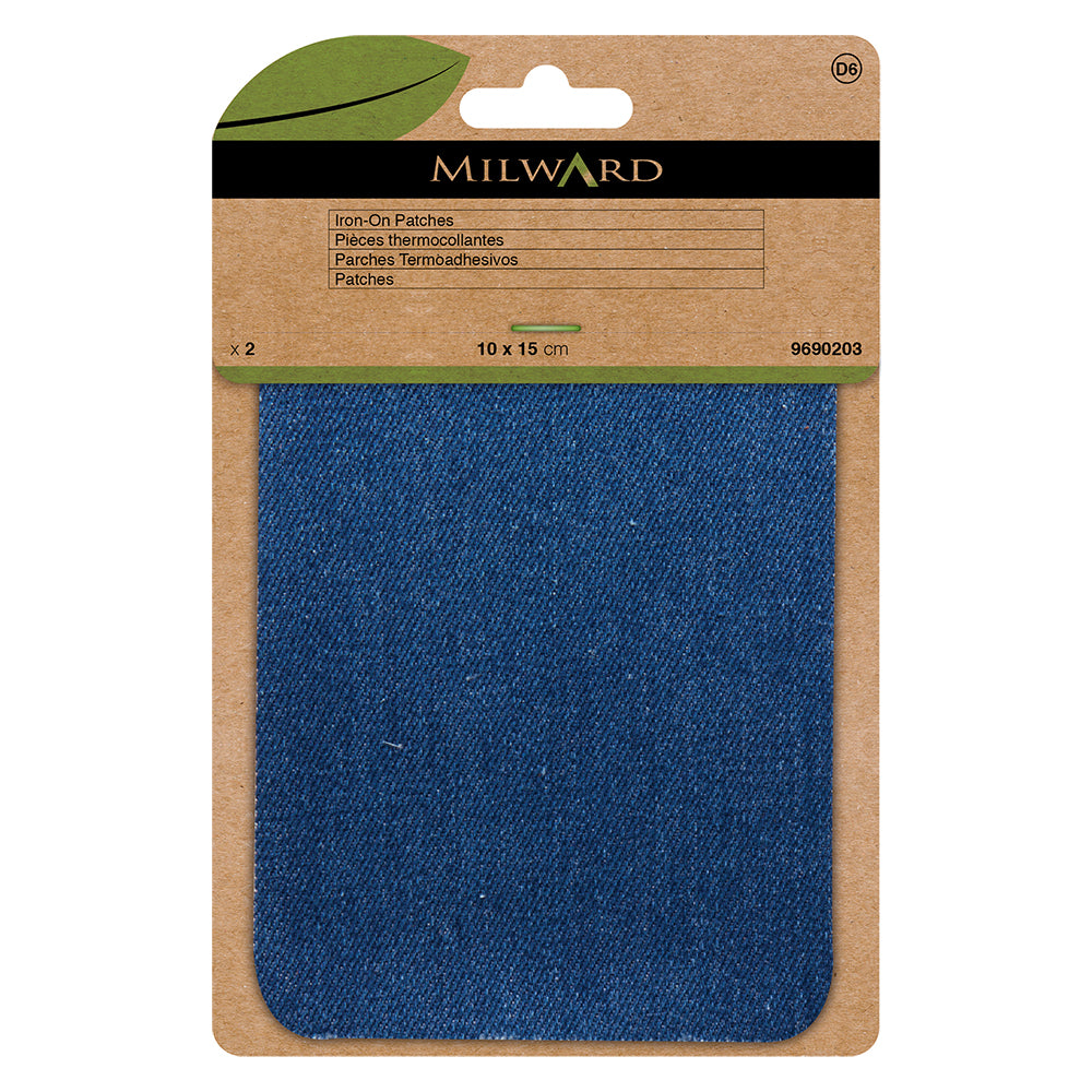 MILWARD GREEN Iron On Patch Mid Denim 2 Pcs