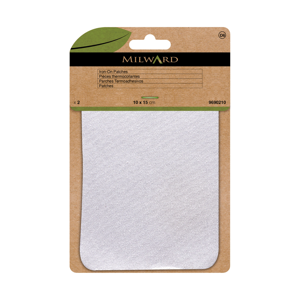 MILWARD GREEN Iron On Patch White 2 Pcs