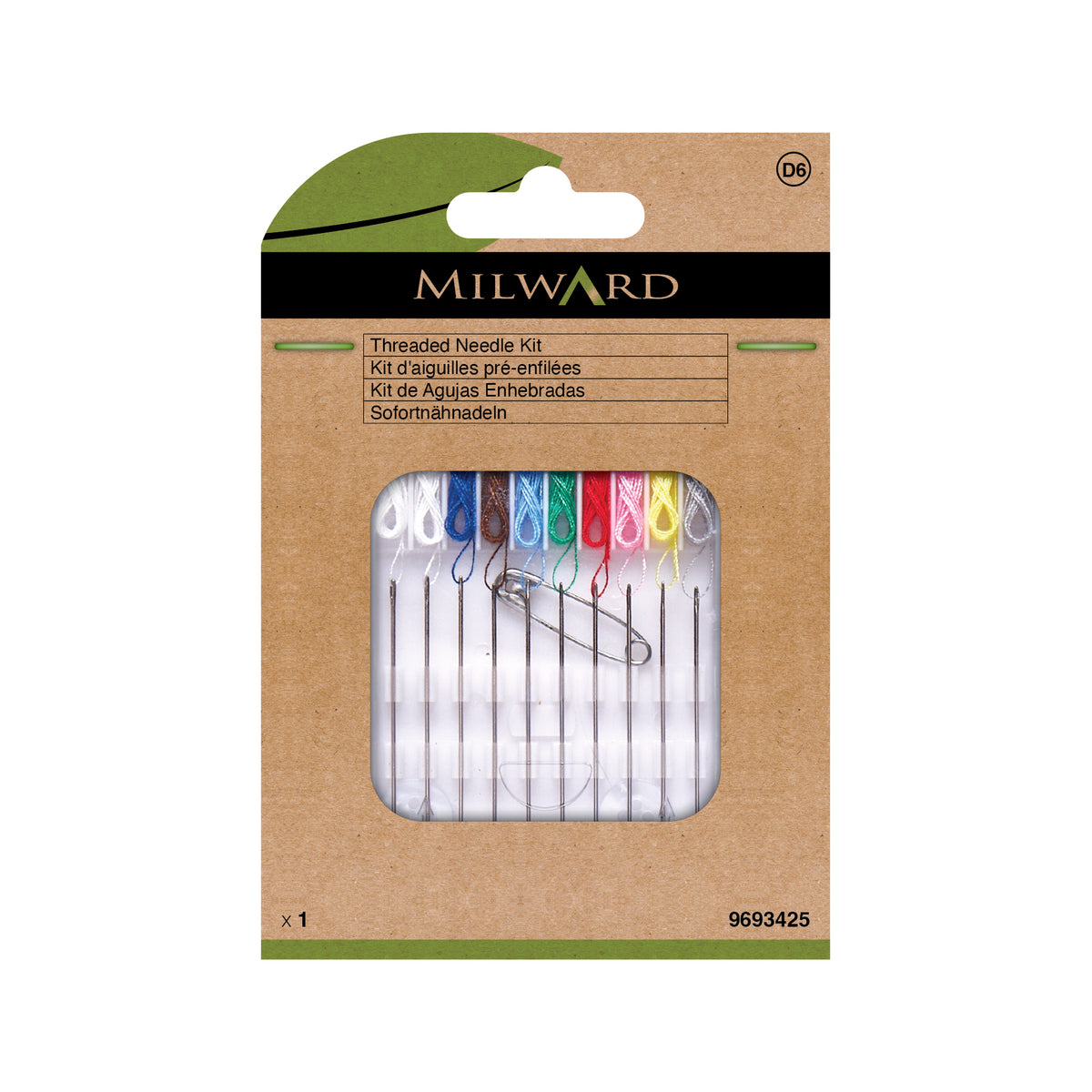 MILWARD GREEN Sewing Kit W.10 Threaded Needles