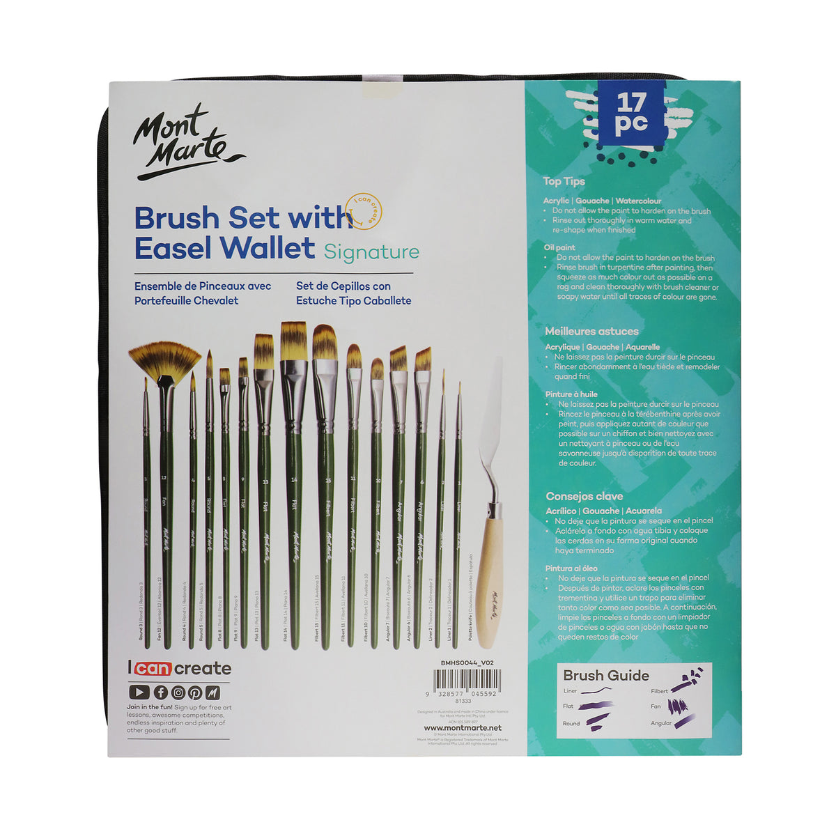 MONT MARTE Brush Set with Easel Wallet - 17 pcs