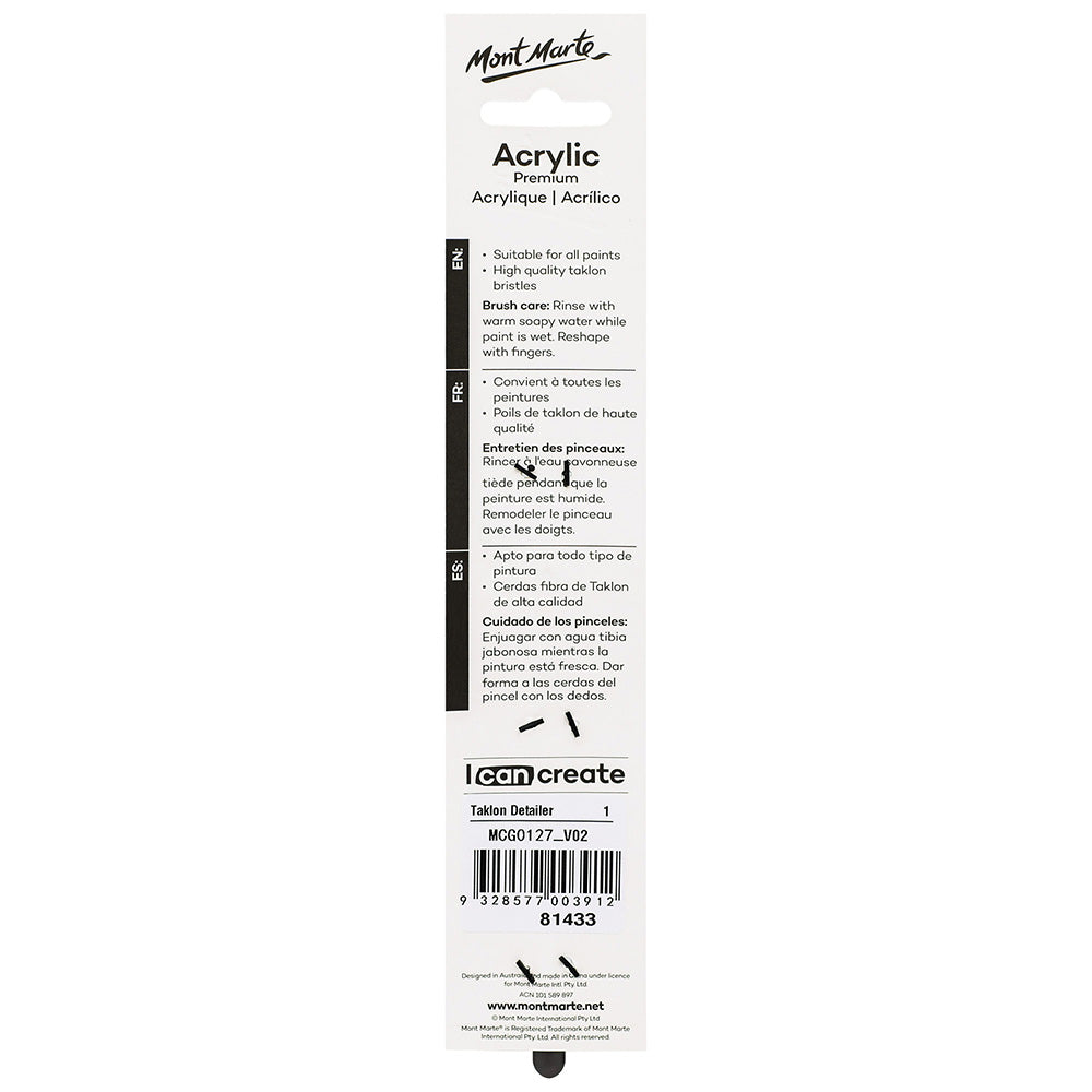 MONT MARTE Artist Brush Taklon Detailer 1