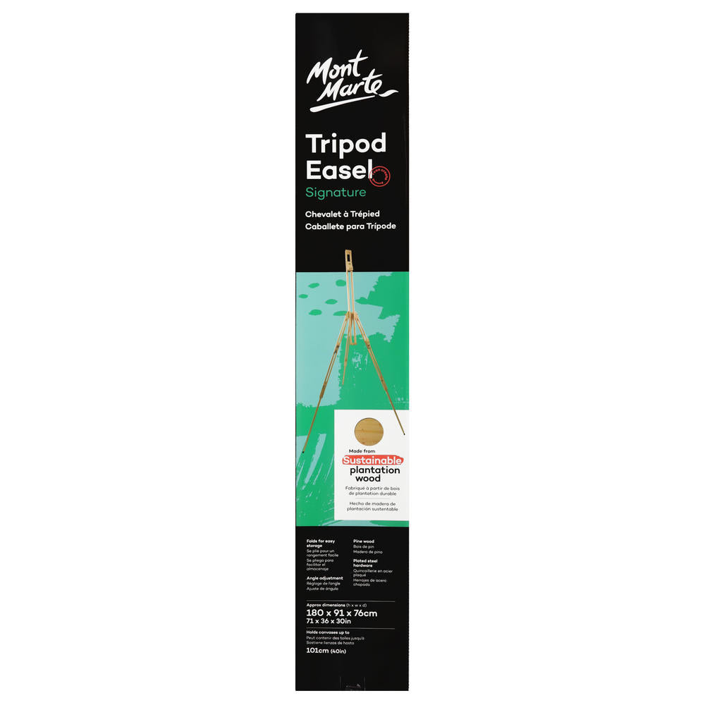 MONT MARTE Artists Telescopic Tripod Easel - Pine Wood