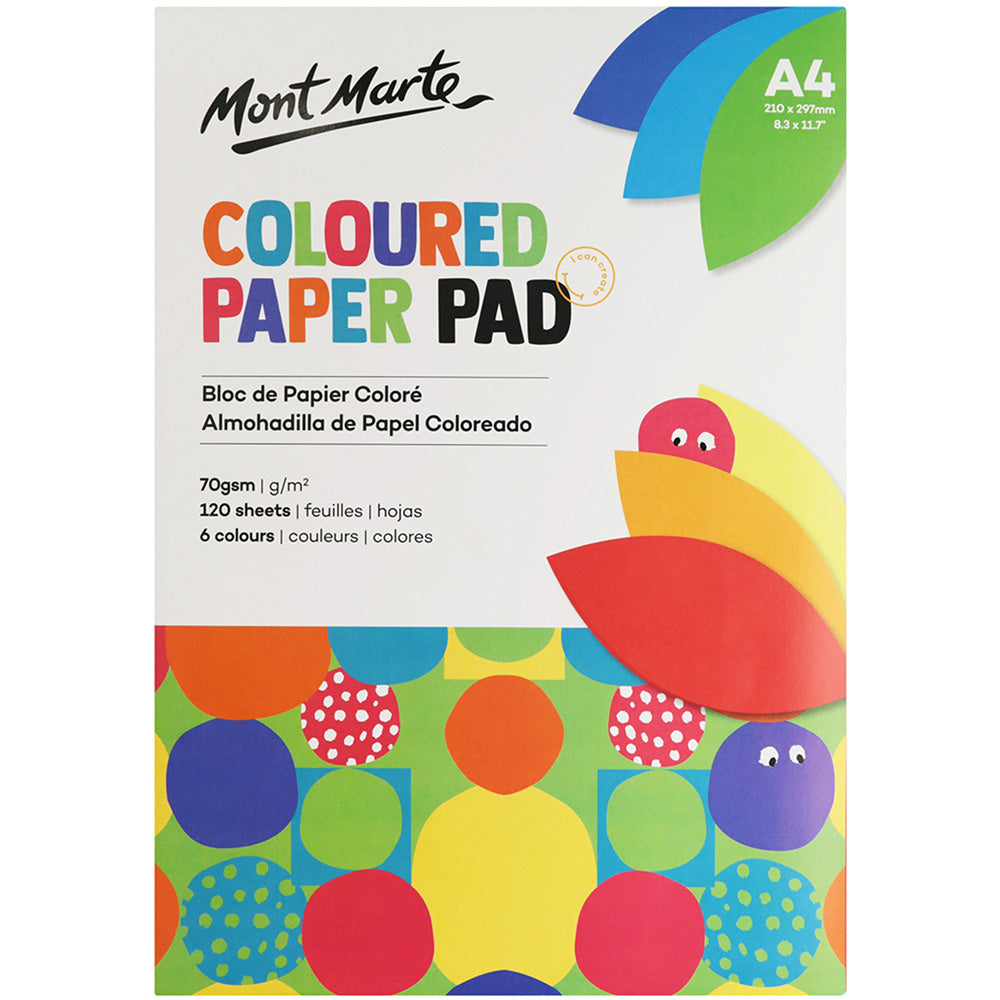 MONT MARTE Coloured A4 Paper Pad - 120 Sheets - 70g