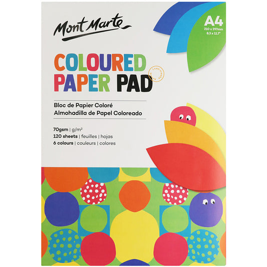 MONT MARTE Coloured A4 Paper Pad - 120 Sheets - 70g