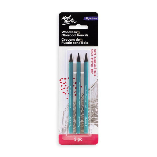 MONT MARTE Woodless Charcoal Pencils - 3pcs
