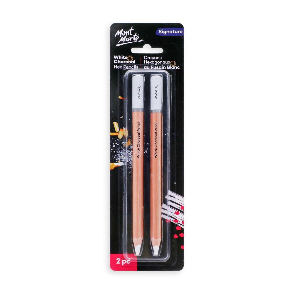 MONT MARTE White Charcoal Pencils Large Hex - 2pcs