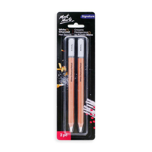 MONT MARTE White Charcoal Pencils Large Hex - 2pcs