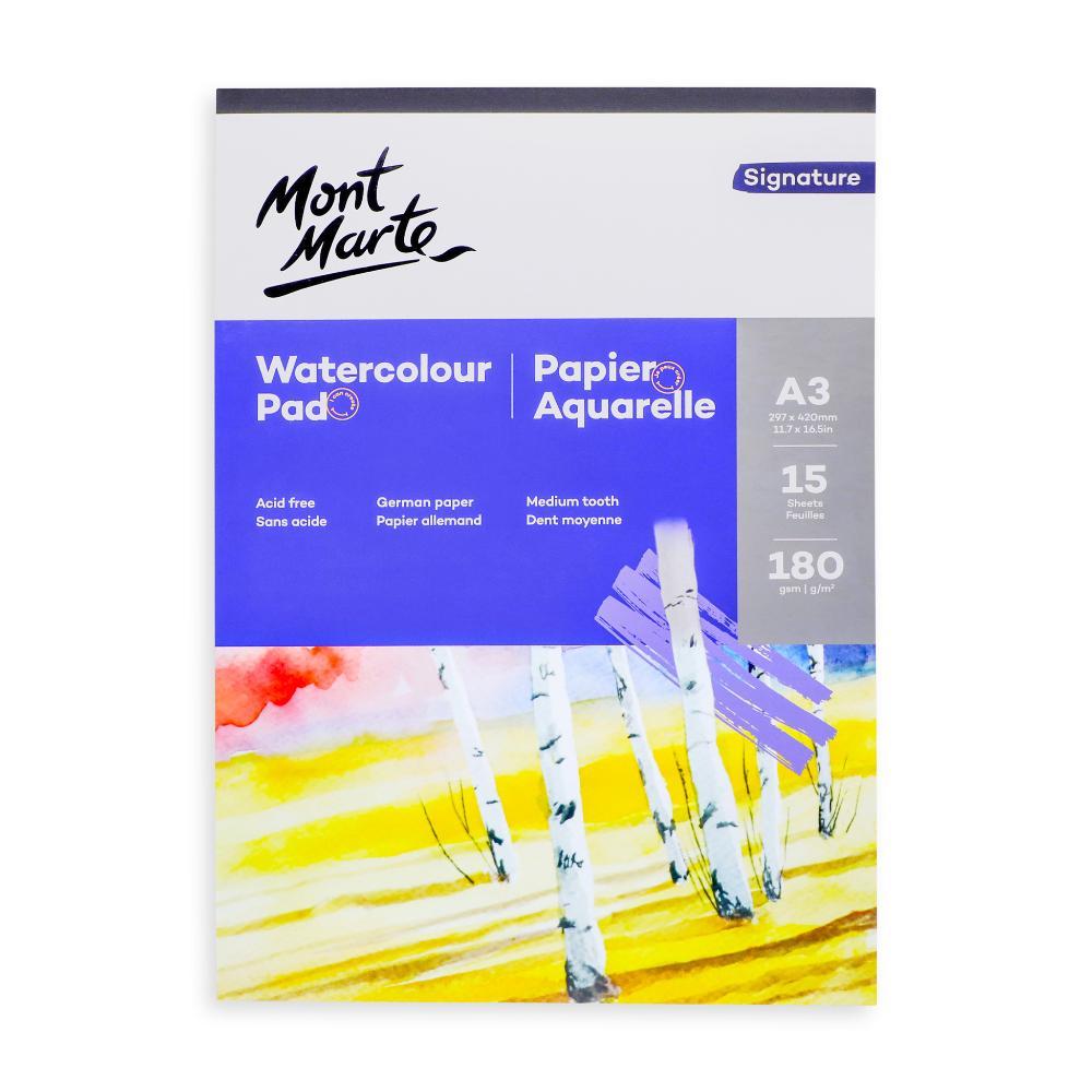 MONT MARTE Watercolour Pad 180gsm - 15 Sheets - A3