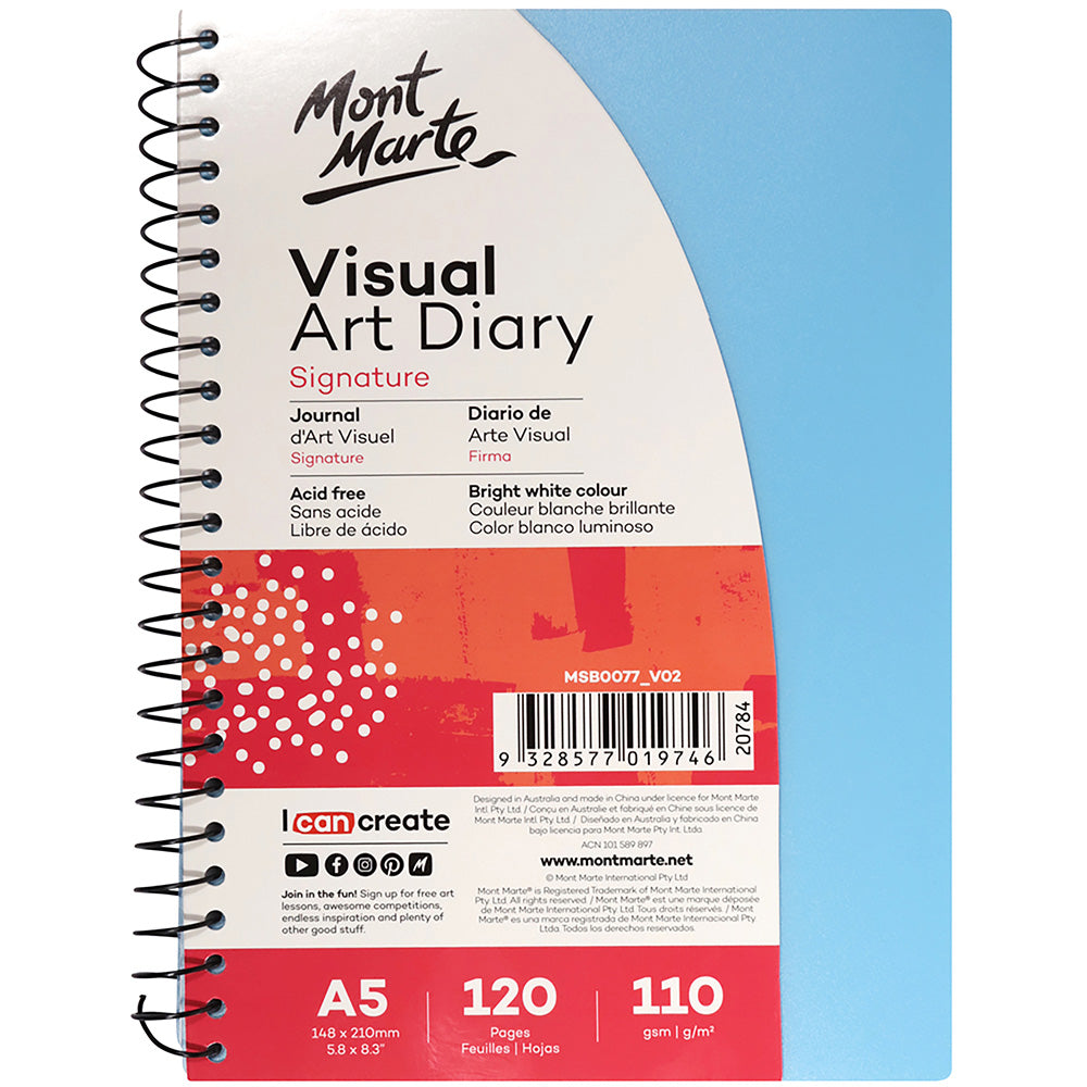 MONT MARTE Visual Art Diary PP Coloured Cover A5 - 120pgs