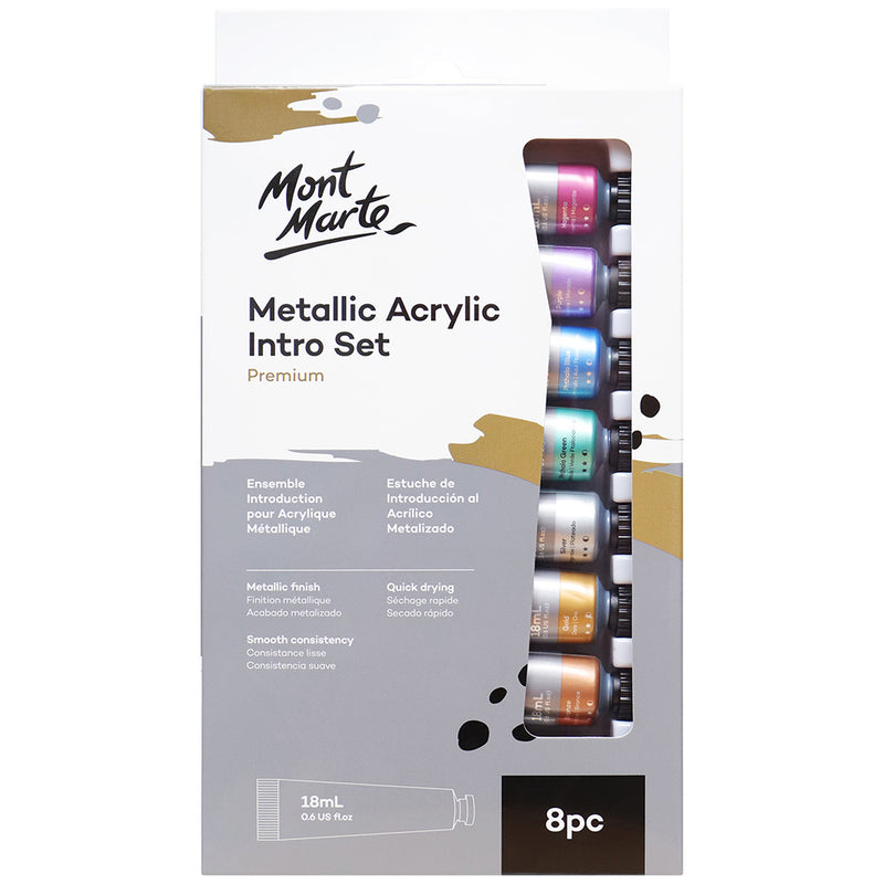 MONT MARTE Metallic Acrylic Paint Intro Set - 18ml each - 8pcs
