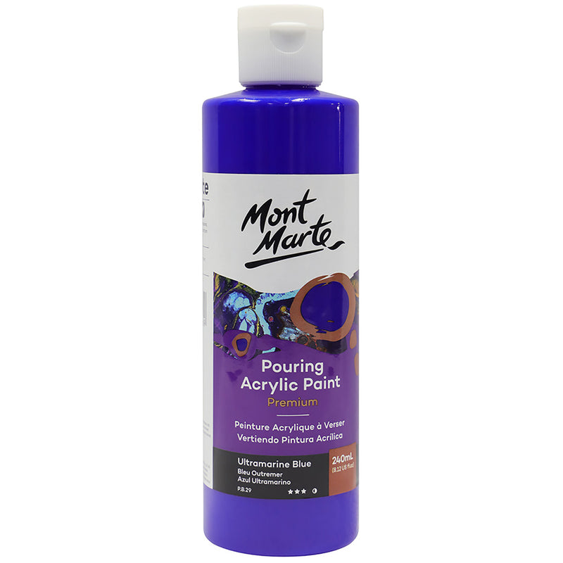 MONT MARTE Premium Pouring Acrylic Paint 240ml (8.12oz) - Ultramarine Blue