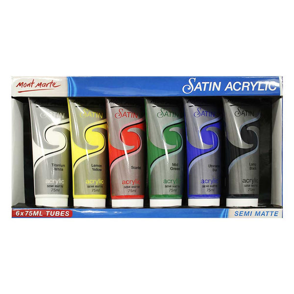 MONT MARTE Satin Acrylic Semi Matte Paint Set - 75ml each - 6pcs