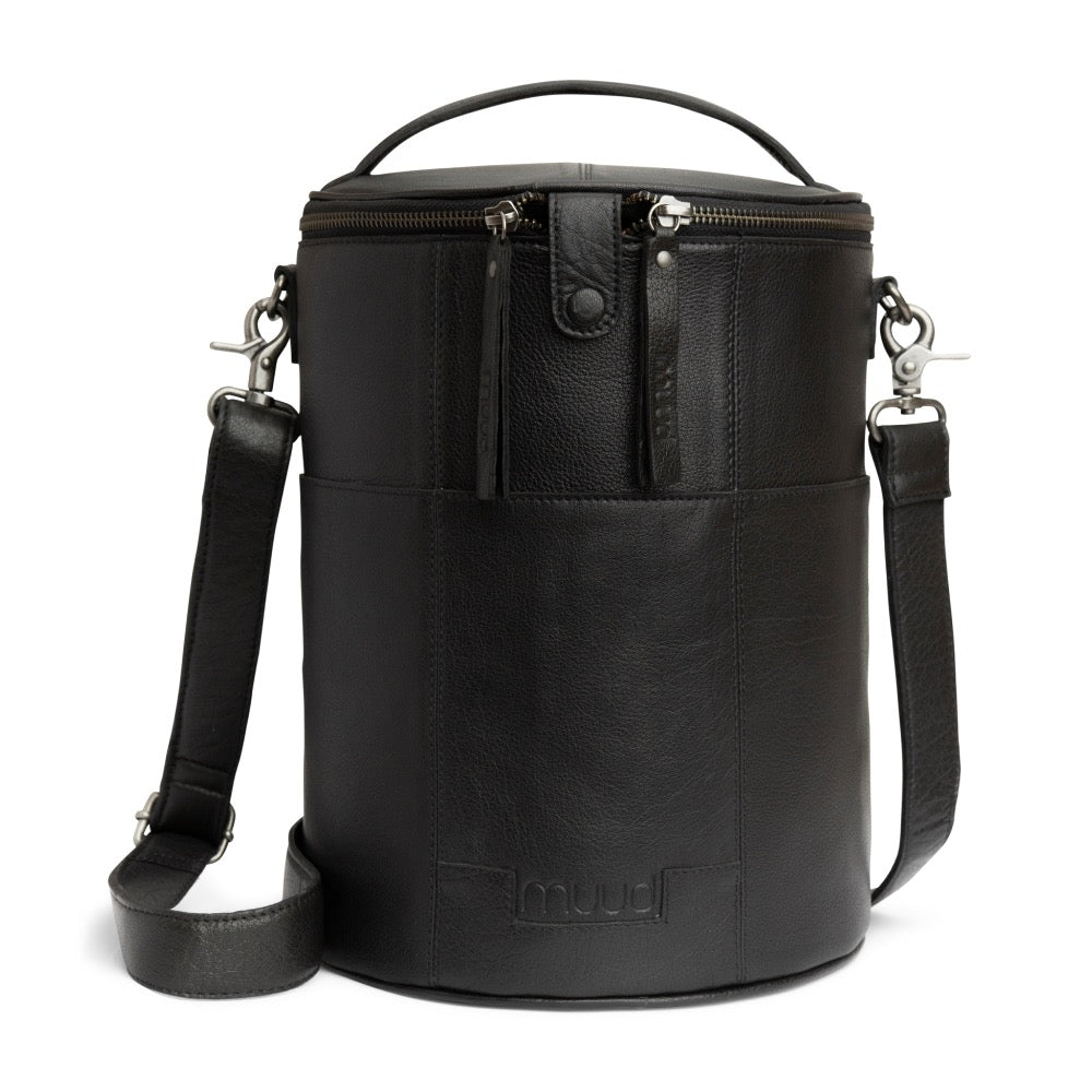 Saturn XL Black - Leather project bag 28cm x 21cm (11in x 8.26in)
