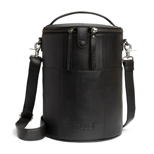Saturn XL Black - Leather project bag 28cm x 21cm (11in x 8.26in)