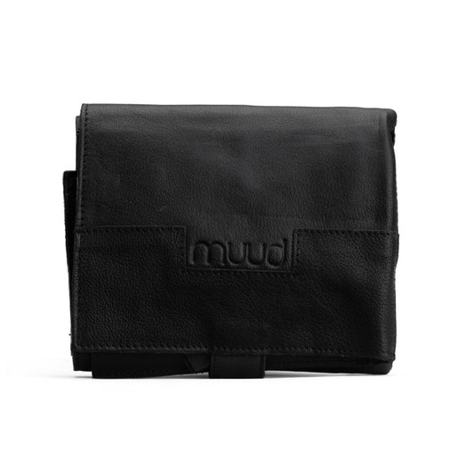 Stockholm Black - Leather needle case 14cm x 16cm (5.5in x 6.3in)