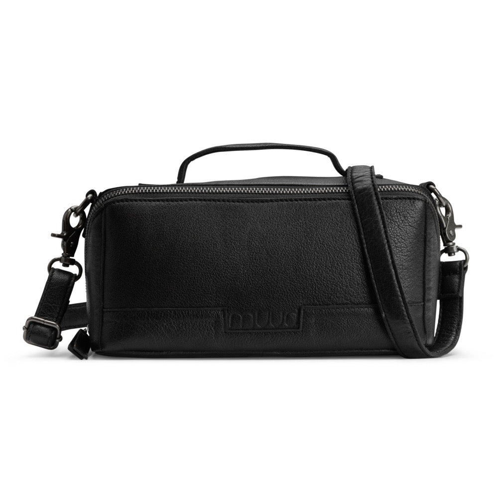 Cleo Black - Leather project bag 13cm x 23cm x 11cm (5.11in x 9in x 4.33in)