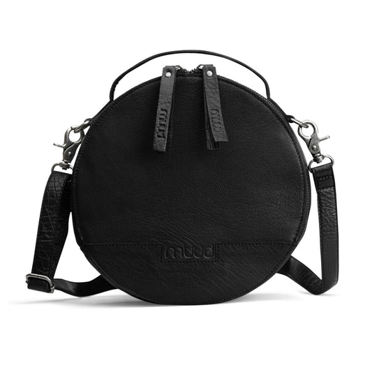 Bella Black - Leather crossbody bag 23cm x 8cm (9in x 3.14in)