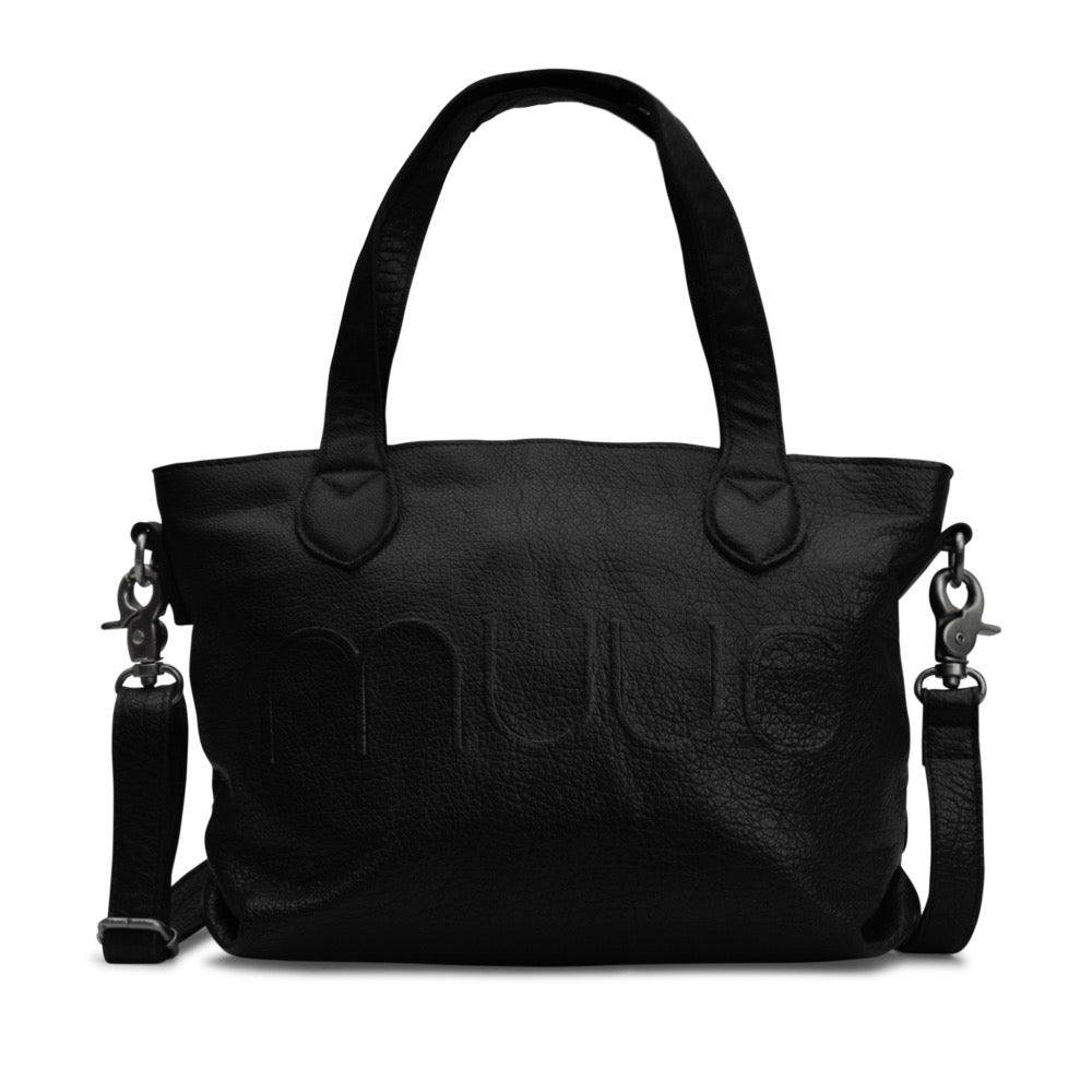 Laura Black - Leather mini crossbody bag 19cm x 30cm x 7cm (7.48in x 11.8in x 2.75in)