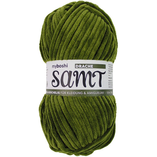 MYBOSHIYARNS Samt Dragon - 100 g (3.53 oz) - 100 m (109 yds) - Bulky 5-Weight (Forest Green)