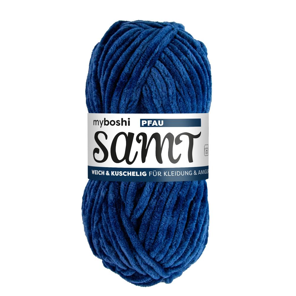 MYBOSHIYARNS Samt-Peacock - 100 g (3.53 oz) - 100 m (109 yds) - Bulky 5-Weight (Blue)
