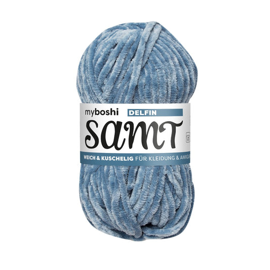 MYBOSHIYARNS Samt Dolphin - 100 g (3.53 oz) - 100 m (109 yds) - Bulky 5-Weight (Grey)