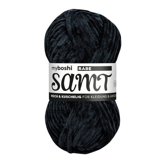 MYBOSHIYARNS Samt Raven - 100 g (3.53 oz) - 100 m (109 yds) - Bulky 5-Weight (Black)